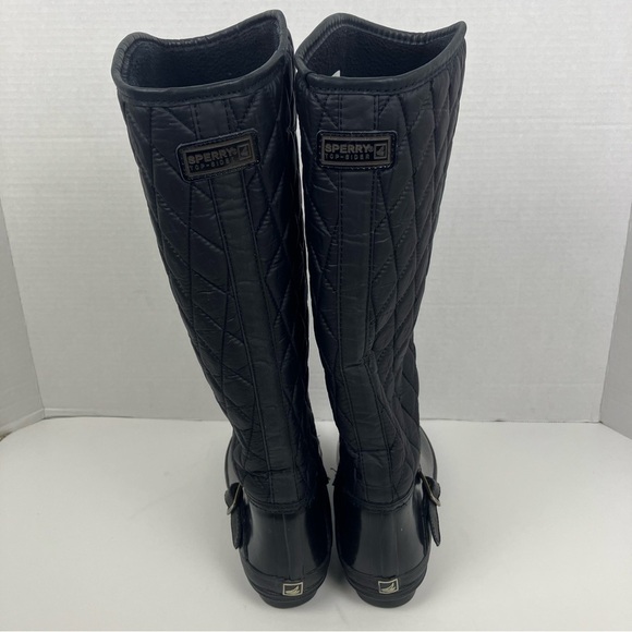 Sperry Top-Sider Hingham Black Tall Quilted Rubber Waterproof Rain Boots Sz 6 - Picture 10 of 16